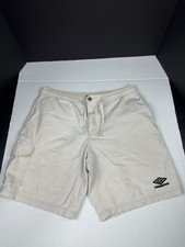 VTG 1990s Umbro Shorts Mens Small Ripstop Cargo Pocket Elastic Waist Beige Look