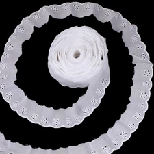 15 Yards White Cotton Eyelet Floral Ruffle Lace Trim for Sewing Dress Clothes Do