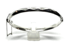 Vintage 1965 Georg Jensen Sterling Silver Faceted Bangle Bracelet 18.7 grams