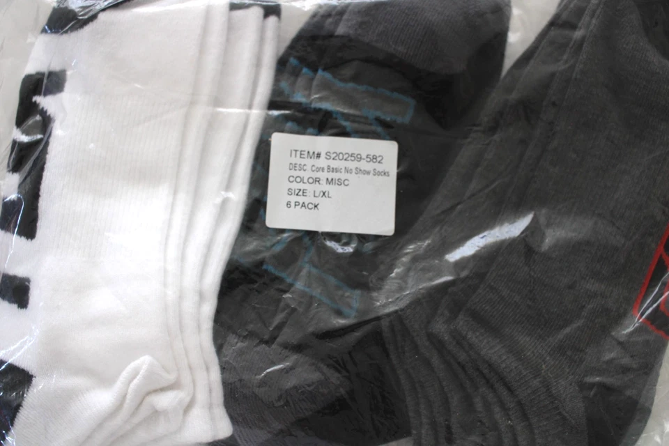 Paquete de 6 calcetines Fox Racing No Show para hombre S/M negro/gris jaspeado/rojo Foto 4 de 4