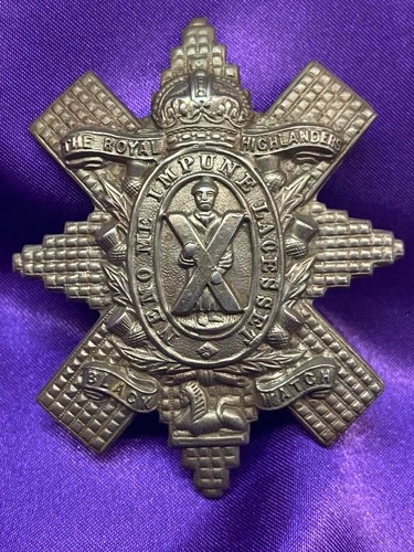 Genuine WW1 The Black Watch (Royal Highlanders) WM Lacesset Cap Badge w/lugs