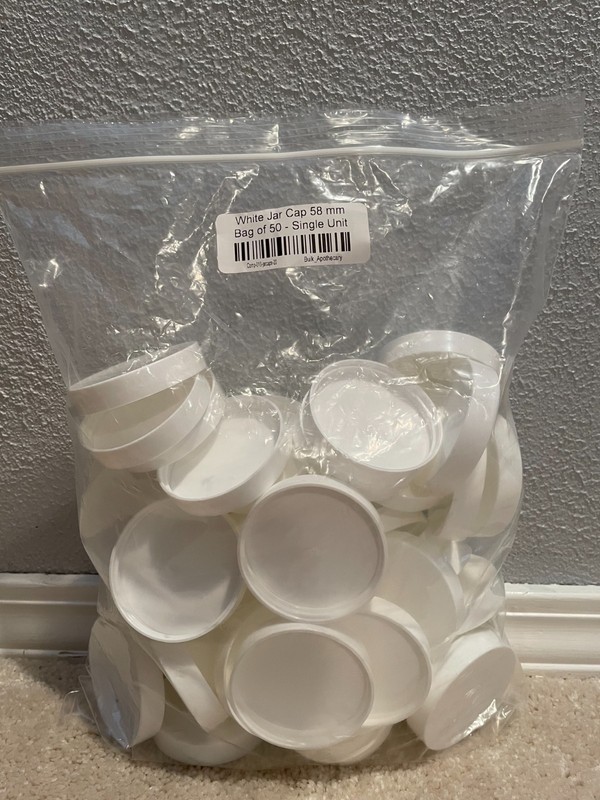 89mm White Plastic Jar Caps NEW! 50 Pack