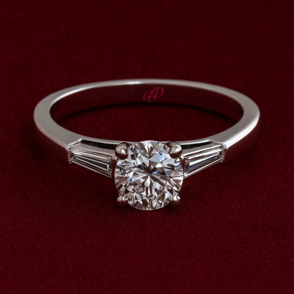 Diamond Ring For Women Platinum Lab Grown Round 1.48 Carat IGI Certified PT950 - Image 4 of 4