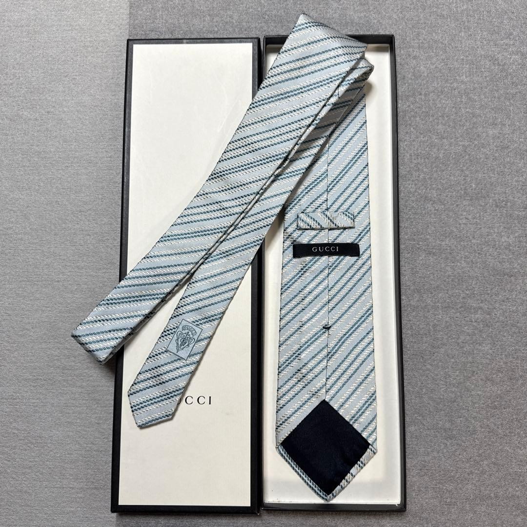 Gucci Necktie Tie 100% Silk Multicolor Stripes Pattern 3.2 inches From Japan thumbnail 23