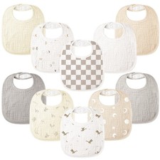 10 PCS 100 Cotton Muslin Baby Bibs Drool Unisex Toddlers Infant Newborns