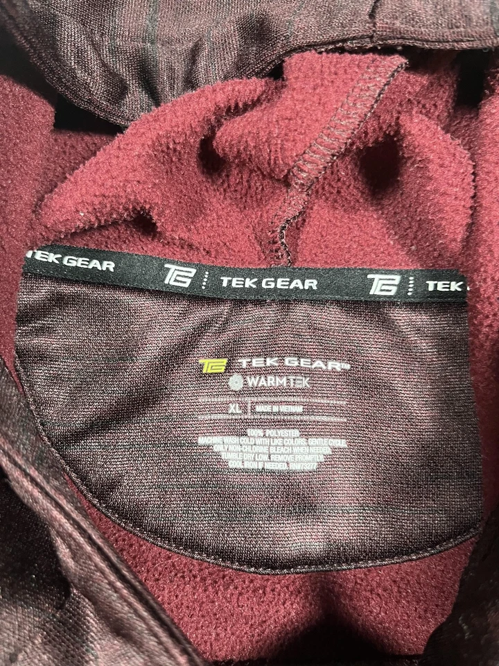 Sudadera con Capucha Tek Gear Para Hombres XL Borgoña Granate WarmTEK Forrada de Vellón Pullover Sudadera Foto 3 de 4