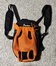Pawaboo Pet Carrier Backpack Front Facing Legs Out Mesh Orange Black Dog Cat