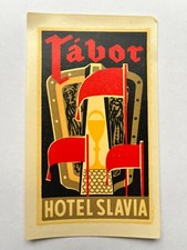 Vintage TABOR HOTEL SLAVIA DECAL Czech Republic