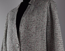 NWT St. John Sz 12 White Pink Flamingo Multicolor Knit Blazer Jacket Pockets USA