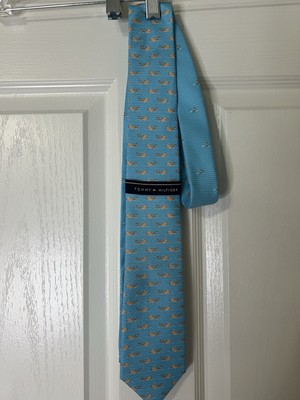 NWT Tommy Hilfiger 100% Silk Necktie Tie Blue Pink Whale Ocean