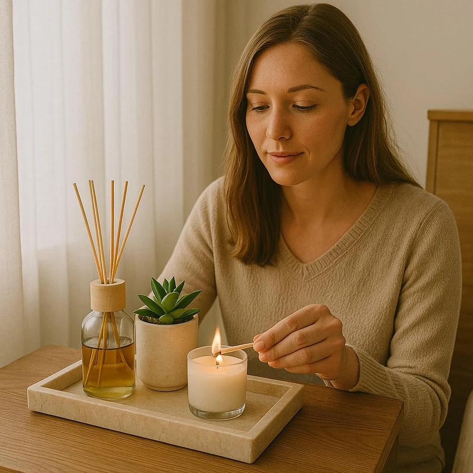 Natural Java Marble Tray Handcrafted Stone Organizer for Bathroom Vanity Offi... - Image 4 of 4