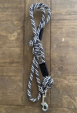 4ft USA MADE BLK/Wht- K9 Dog Clip LEASH-crafted with high-grade climbing rope