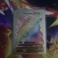 Pikachu VMAX 044/185 Rainbow Rare Gold Foil Collectible Pokémon Card FAN ART