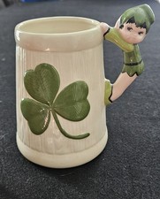 Vintage Ceramic Mug 1974 Pixie Leprechaun Shamrock Stein Lefton St Patricks Day