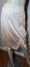 Nude Beige Nylon Vtg Half Slip Stretch Lace Waist Med 26" Long