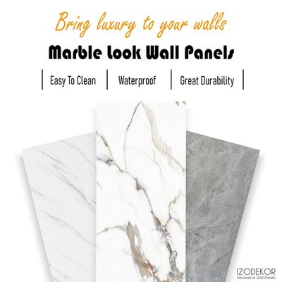 IZODEKOR 24 in x 48 in PVC Marble Look Wall Panels - Alternative to tiles