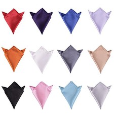 12 Pack Pocket Squares for Men, Solid Color Satin Handkerchiefs for Wedding,