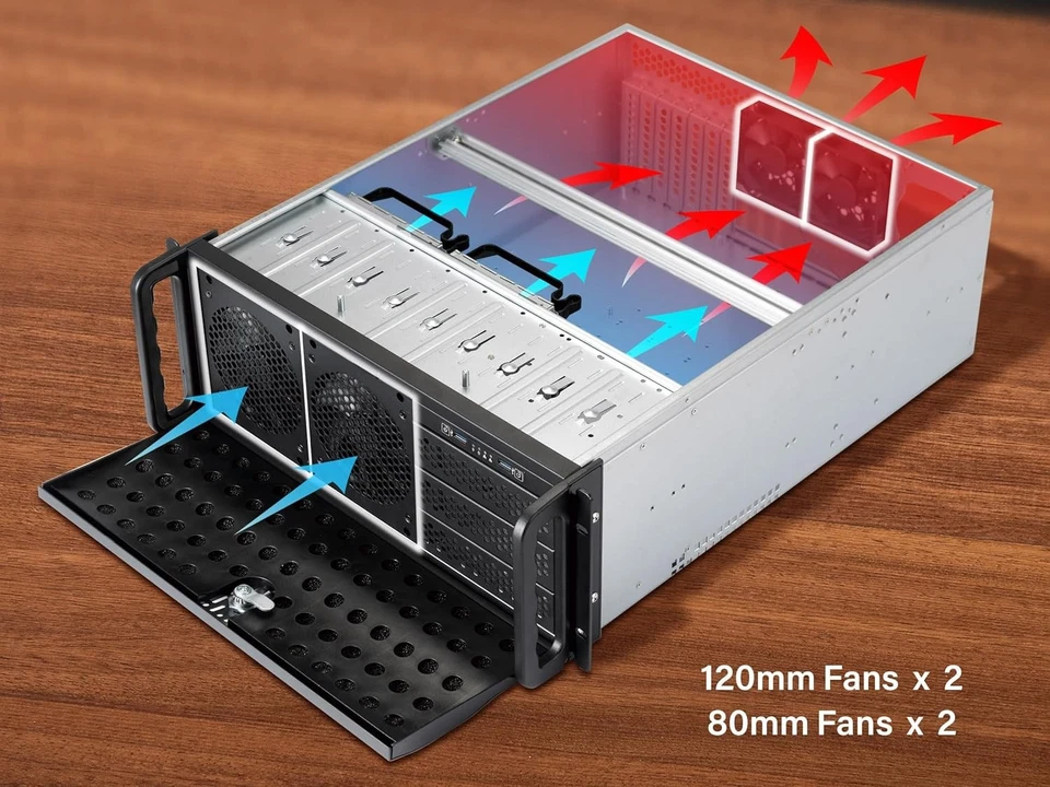 Chasis de servidor 4U 11 bahías estuche de servidor 8X 3.5 + 3X 5.25 HDD ATX servidor de montaje en rack Foto 3 de 4