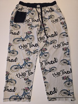 Lazy One Womens PJ Bottoms ''Two Tired'' 100% Cotton Md Draw String Bicycle Cozy