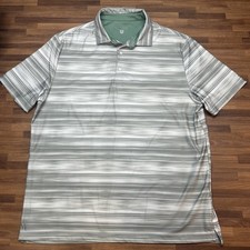 Hickey Freeman mens Polo Shirt XL Golf GRAY STRIPE Short Sleeve Stretch  read 