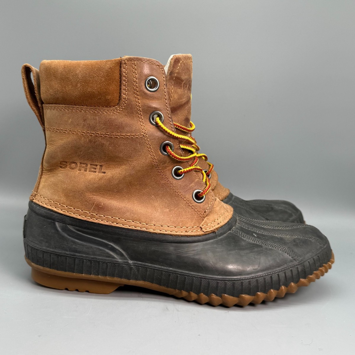 Men\'s Sorel Brown and Tan Lace-Up Waterproof Duck Boots Sorel Waterproof Leather Duck Boots Tobacco Brown NM2101-256  main image 4