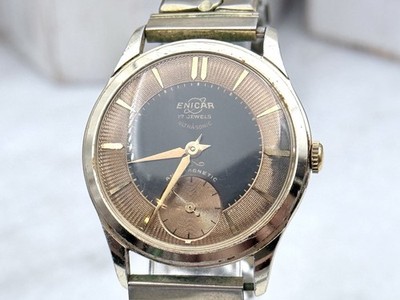 Vintage 1960s Enicar Ultrasonic 17J Swiss Gold Gents Watch Keeping Good Time