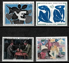 France 1961 - Paintings - Set of 4 Stamps - Scott #1014-17 - MNH