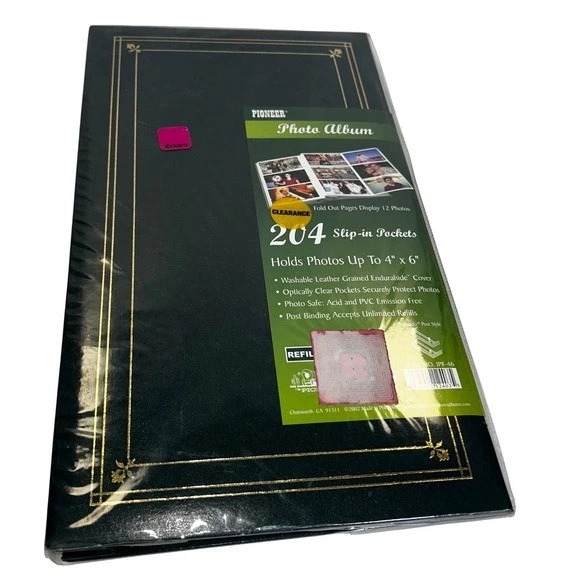 Álbum de fotos Pioneer 204 bolsillos antideslizantes contiene fotos hasta 4x6 nuevo sellado azul Foto 2 de 4