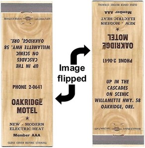 Oakridge Motel in Oakridge, Oregon, FS Matchcover