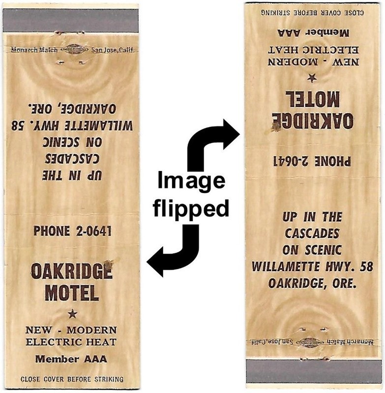 Oakridge Motel in Oakridge, Oregon, FS Matchcover