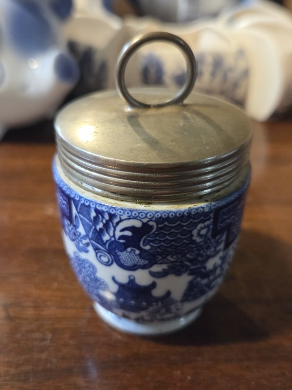Rare 1926 Royal Worcester Crown Ware Blue Willow Egg Coddler