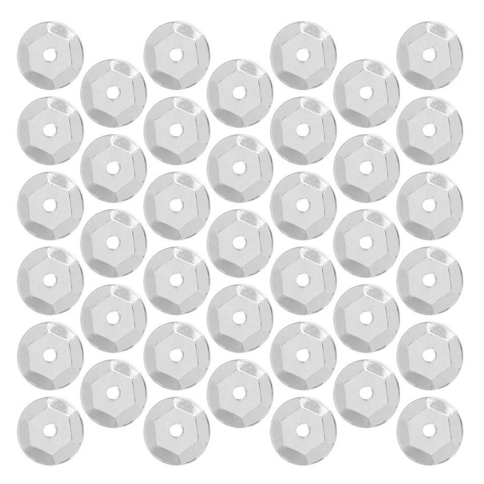  Paillettes a tazza da 800 pezzi Paillettes rotonde sciolte con fori Argento 8mm - Immagine 4 di 4