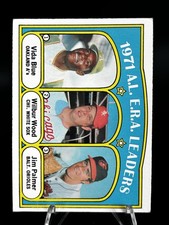 1972 Topps Baseball #92 AL ERA Leaders - Vida Blue, Jim Palmer, Wilbur Wood