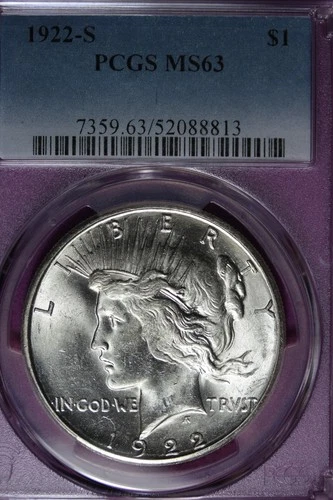 1922 S PCGS MS63 PEACE SILVER DOLLAR #B51507