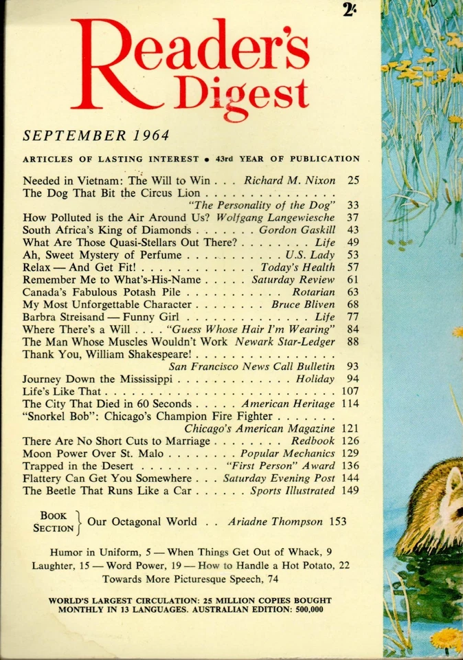 Reader's Digest - September 1964 - Barbra Streisand, Harry Oppenheimer + Vietnam - Image 2 of 2