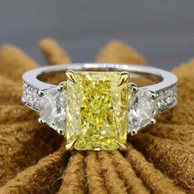 Carat Princess Cut Canary Yellow Diamond Engagement Ring Platinum
