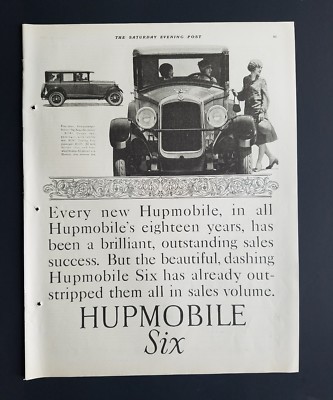 1926 Hupmobile Six 4 door 5 pass sedan car coupe two-passenger Rumble seat ad