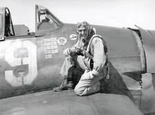 WWII Photo F6F Hellcat Ace Alex Vraciu US Navy  WW2 B&W World War Two / 5120