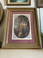 VTG Celestial Astronomy Goddess Urania Greek Mythology Gold Ornate Frame Artwork