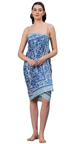 Pareo Da Spiaggia In Cotone 100% Con Stampa Indiana - Copricostume Lungo 185 Cm Per Donna, Vari Colori