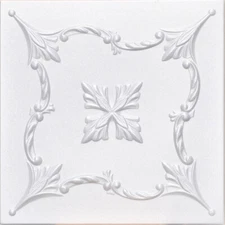 Ceiling Tiles, Decorative Foam, Glue Up, SARATOV 20" x 20" White, 55 PIECES