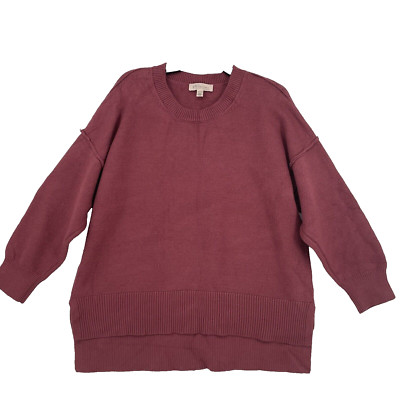 Philosophy Womens Maroon Knit Sweater Long Dolman Sleeve Size 3X High Low