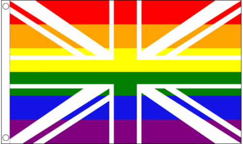 Rainbow Union Jack Flag 3 x 2 FT - 100% Polyester - Gay Pride LGBTQ UK  - Picture 1 of 2