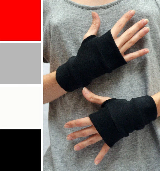 Short Winter Gloves Black Mens Wrist Length Hand Warmers Smoking Tattoo Covers