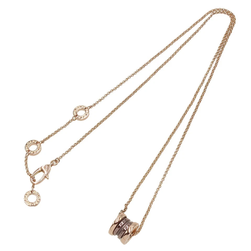 BVLGARI 18K Oro Rosa Negro Cerámica B-cero 1 Collar Colgante Excelente K2960 Foto 2 de 4
