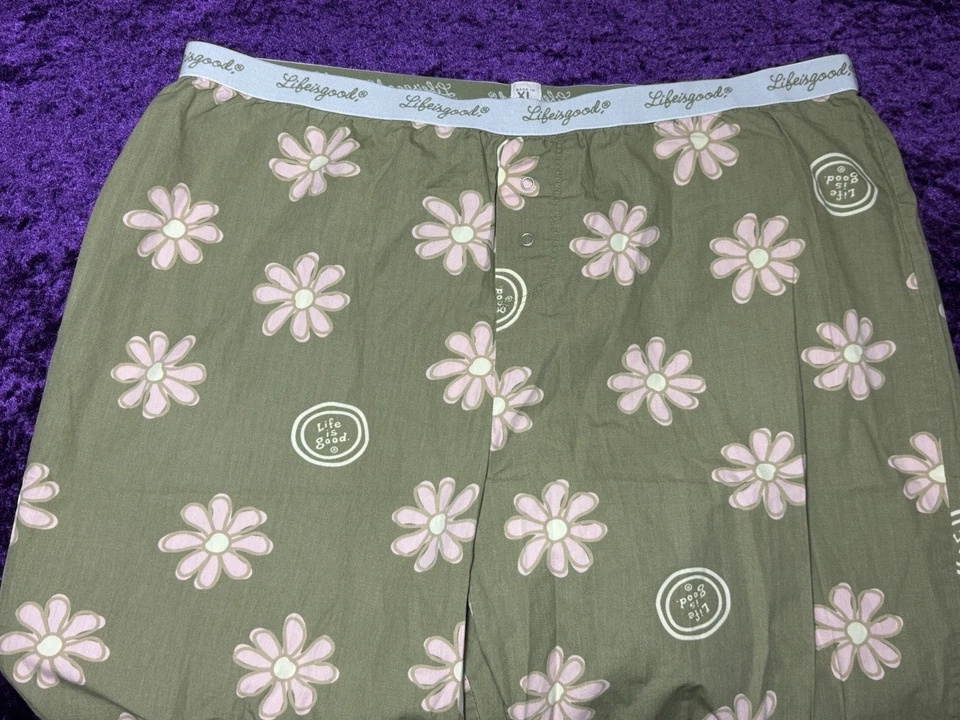 Life is Good Pantalones para Dormir Floral Margarita Talla XL Verde Rosa Salón Naturaleza Ropa para Dormir Foto 2 de 4