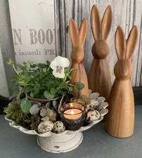 CHIC ANTIQUE METALL TELLER AUF FUß 22,5 Cm  ANTIK  CREME NEU