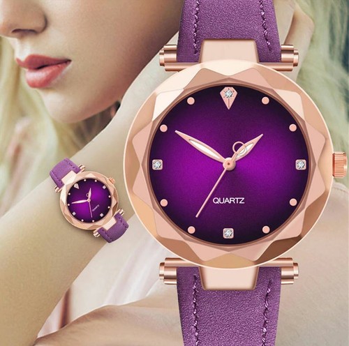 Orologio Diamanti Donna Dorato Purple Viola Golden Quadrante Tondo Elegante  | eBay