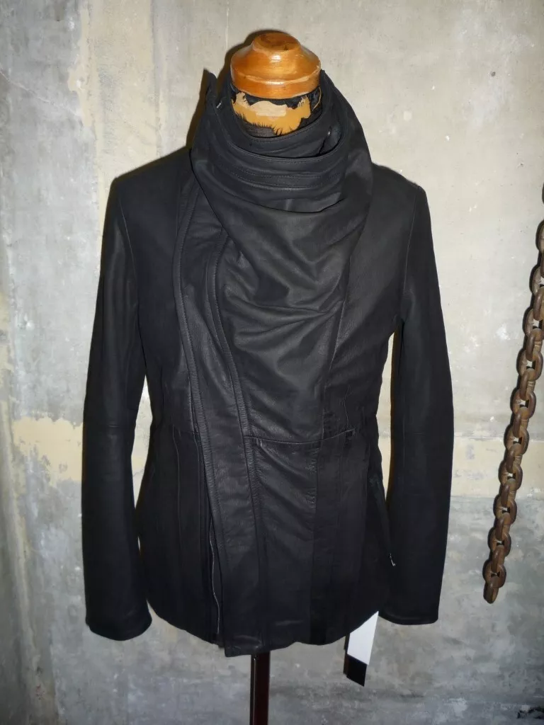 Julius _7 wired cowl neck cow nubuck Leather Gothic Jacket size s Japan 2  Eu46