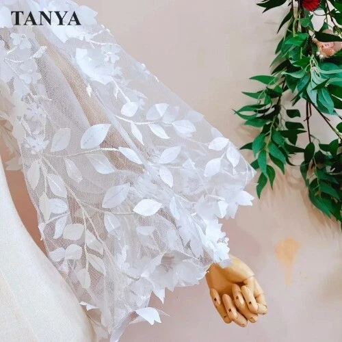 3D Lace Flowers Detachable Puff Sleeves Long Sleeve Bridal Bridal Accessories - Image 4 of 4